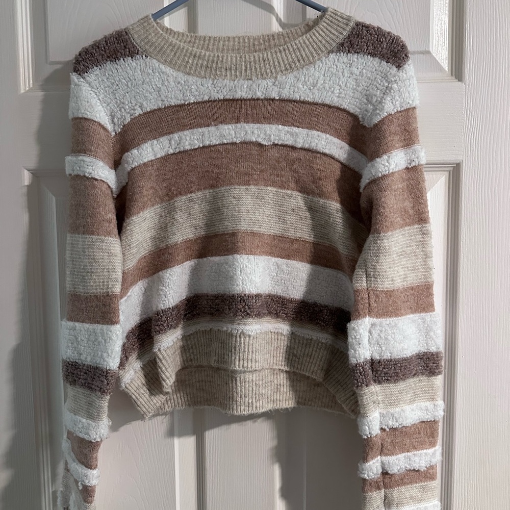 William Rast Brown Cream & White Sweater